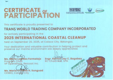 SPIK 2025 International Coastal Clean-Up Ceritificate of Participation